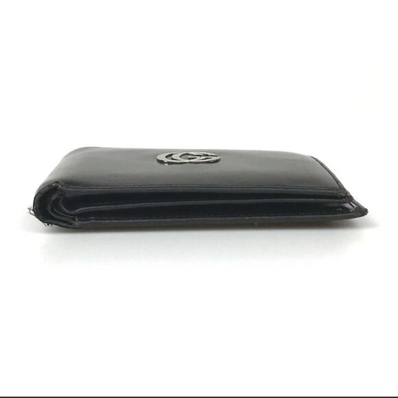 GUCCI Wallet Bi Fold Black Leather Silver GG Marmont  Authentic - Picture 6 of 10